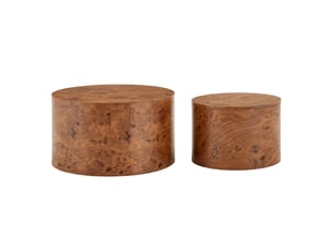 Tables basses gigognes avec rangement intérieur et couvercle amovible, forme ronde, en mdf décor bois, marron