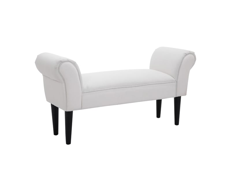  Banc de lit rembourré avec accoudoirs roulés et 4 pieds, 102 x 35 x 51 cm, gris  - Conforama B