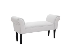 Banc de lit rembourré avec accoudoirs roulés et 4 pieds, 102 x 35 x 51 cm, gris