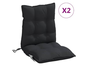 Lot de 2 coussins d'extérieur, coussins de chaise noir 100 x 50 x 7 cm cf56397