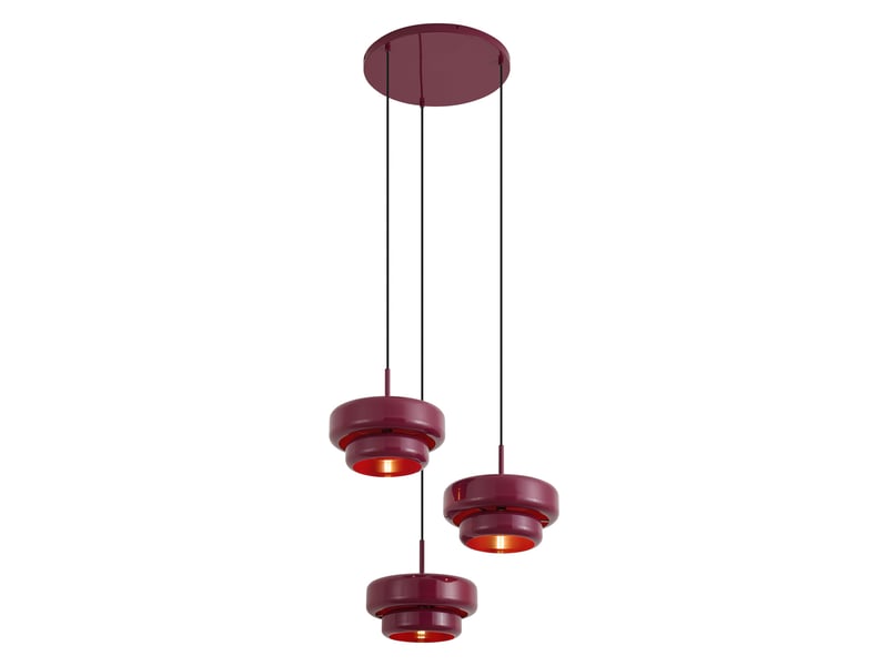  Suspension rétro prune avec abat-jour en métal 3 lumières - ophelia  - Conforama E