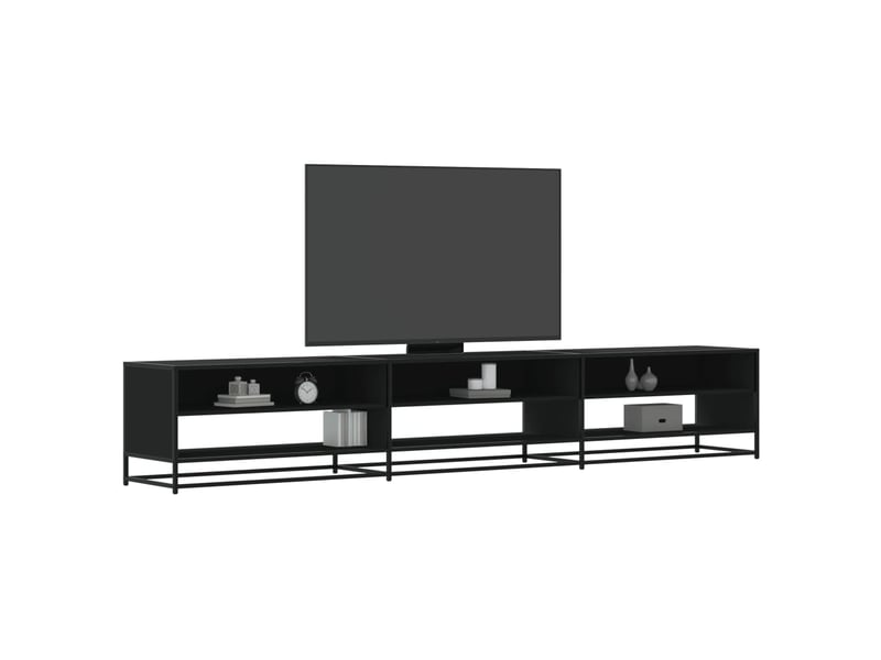  Meuble tv - banc tv - meuble de rangement noir 270x40x46 cm bois d'ingénierie  - Conforama B