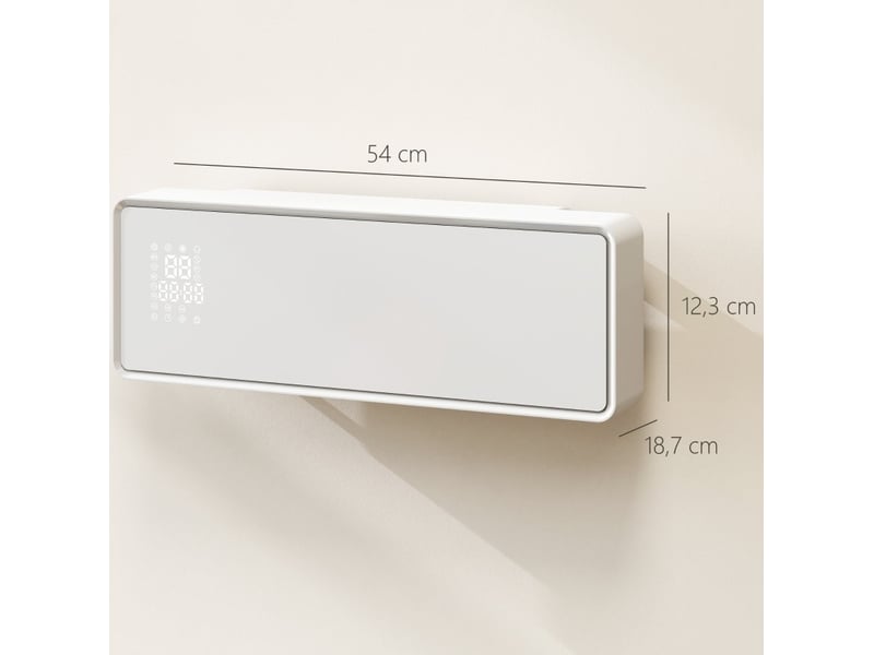  Chauffage mural électrique 2000w avec ventilateur, thermostat, minuteur, télécommande et panneau de verre blanc  - Conforama D