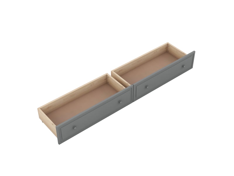  Lit superposé enfant 200×90 cm, convertible en 2 lits banquettes, avec 2 tiroirs, en pin et mdf gris  - Conforama E