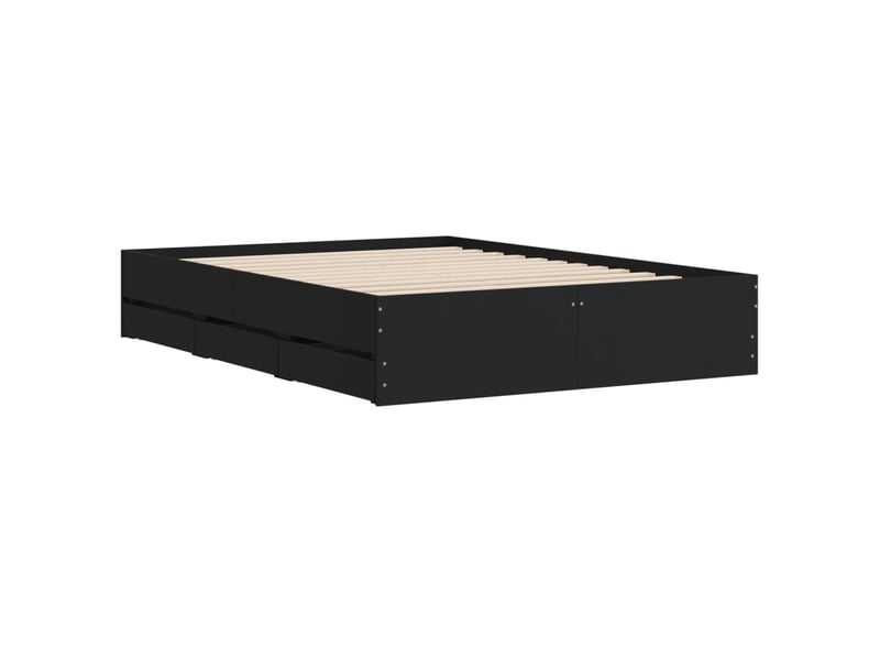  Lit double- lit adulte -  cadre de lit avec tiroirs sans matelas noir 120x190 cm  - Conforama C