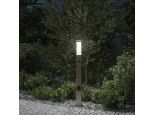 Borne lumineuse, lampadaire avec détecteur et prise 80 cm acier inoxydable ip44 shl78135