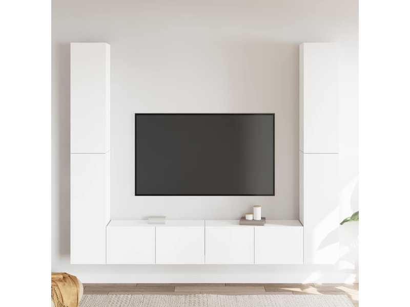  Ensemble de meubles tv - banc tv - meuble de rangement 6 pcs blanc bois d'ingénierie  - Conforama B