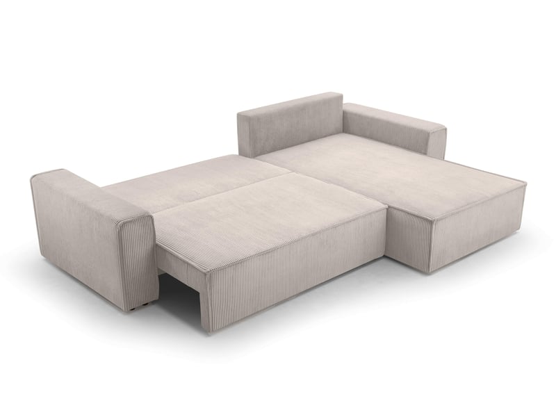  Canapé d’angle en velours côtelé blanc cedria – 287 cm CedriaMini - Conforama C