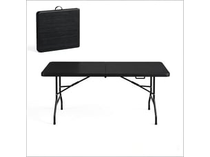 Klappbarer alkon tisch 180x74 cm hdpe holz-look outdoor esstisch buffet gartentisch tragbar balkon camping 8 pers.