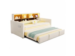 Lit gigogne 90x190 cm coloris beige