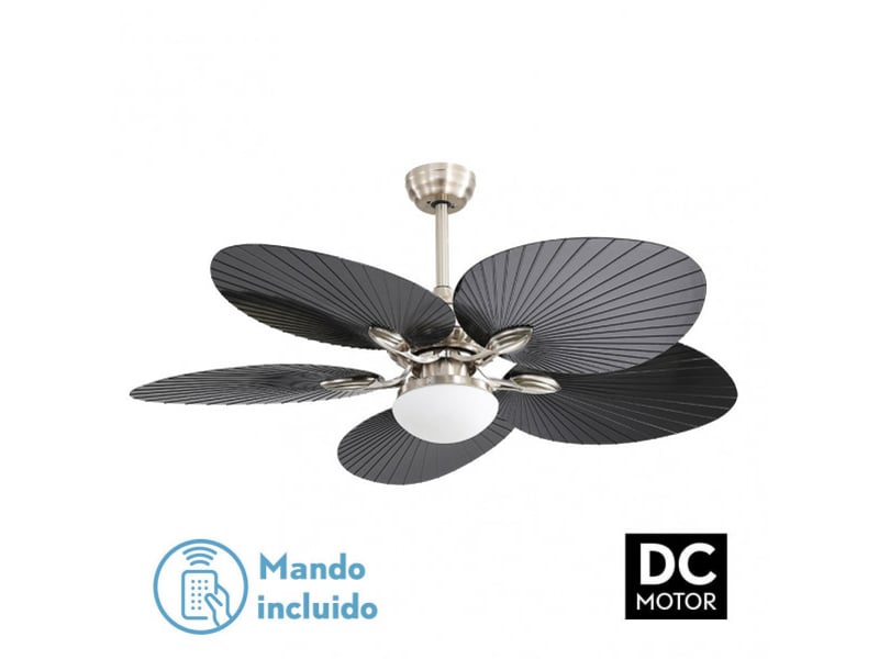  Ventilateur de plafond fabrilamp chaw dc nickelnoir 5 pales 132 cm 6 vitesses led 24 w télécommande 173291534 - Conforama C
