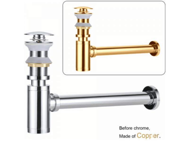  Siphon lavabo avec bonde lavabo pop-up sans trop-plein, ensemble vidage et siphon salle de bain, kit siphon bonde lavabo  - Conforama B
