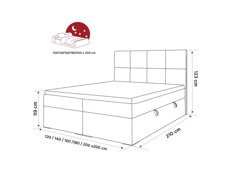  Lit coffre magnus - 160x200 cm - avec matelas et surmatelas - velours dense - crème MAGNUS - Conforama E