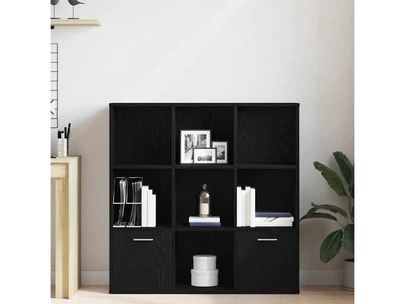  Bibliothèque salon en chêne noir 98 x 29 x 97,5 cm bois d'ingénierie shl651  - Conforama C