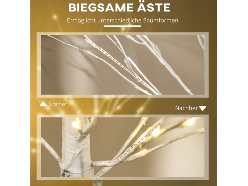  Arbre lumineux led 22x22x150 cm blanc, plastique et métal, branches souples pour intérieur et extérieur couvert  - Conforama D