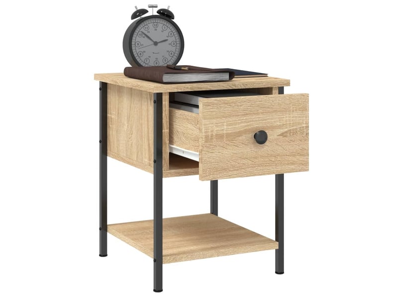 Lot de 2 tables de chevet - cabinet de chevet - table de nuit chêne sonoma 34x35,5x45 cm  - Conforama D