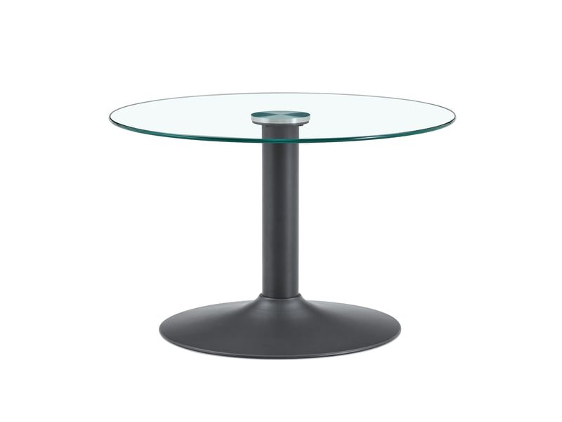  Table basse ronde avec plateau en verre trempé, piètement métallique stable, noire, pour salon, ø 70 cm, hauteur 45 cm  - Conforama A