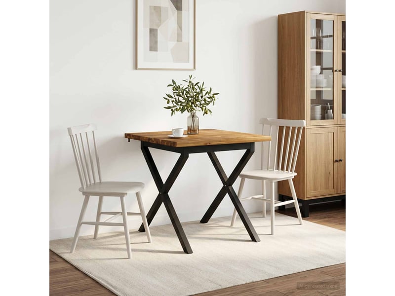  Vidaxl 70 x 70 x 75 cm bois d'acacia massif naturel et noir carré  - Conforama B