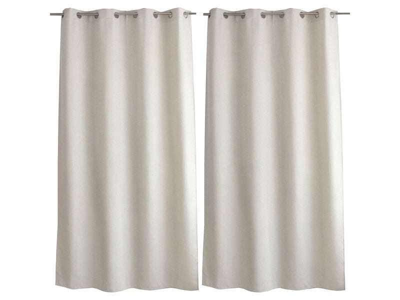 Rideaux thermique à œillets, ecru, 140x240 cm, lot de 2, velours chenillé tramé, collection blizzard, cmadeco - beige LOT2-H2058ECR140240 - Conforama B