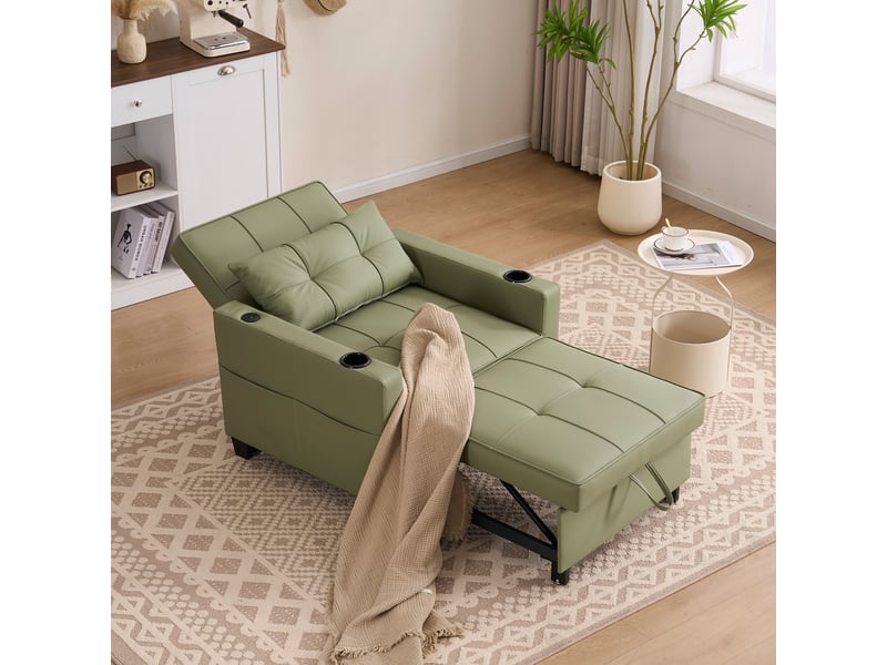 Canapé-lit 3-en-1 extensible – avec porte-gobelets et port usb, fauteuil-lit, fauteuil-lit, fauteuil, parfait pour les petites pièces - Conforama B