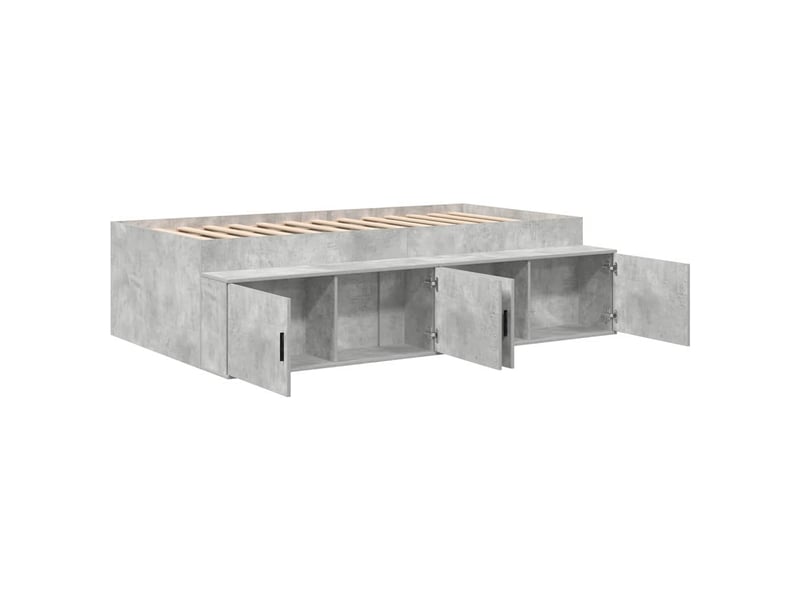  Lit simple- lit adulte -  cadre de lit gris béton 70 x 190 cm bois d'ingénierie  - Conforama C