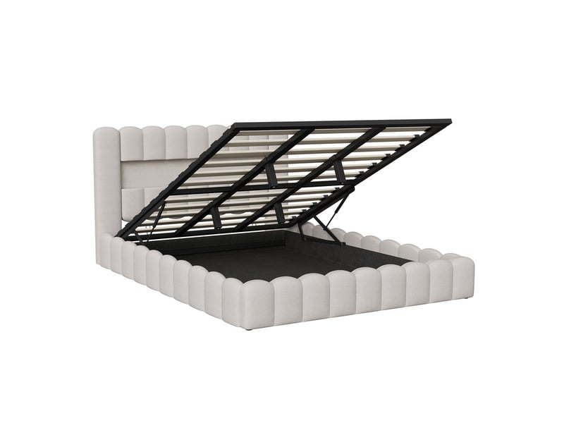 Lit coffre 180x200 cm ezssw coloris beige - Conforama C