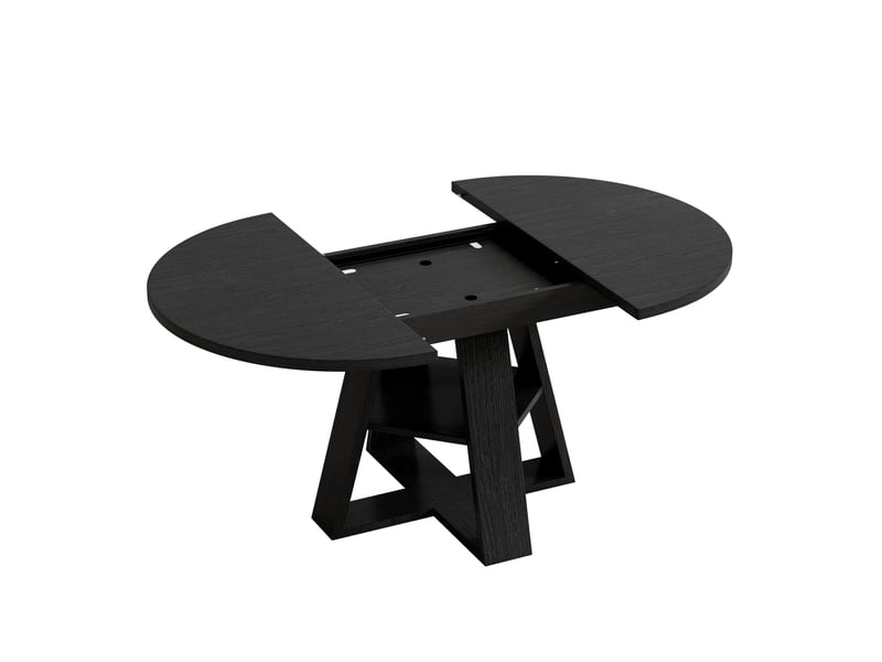  Table à manger extensible ronde 110150x110 cm noir veinage bois  - Conforama A