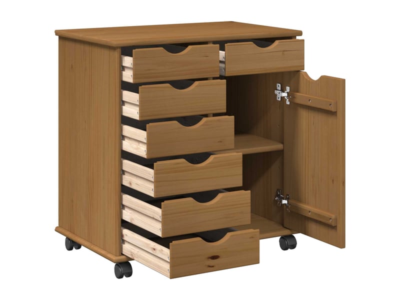  Caisson roulant de bureau 63,5 x 39 x 65,5 cm bois de pin massif shl5132  - Conforama D