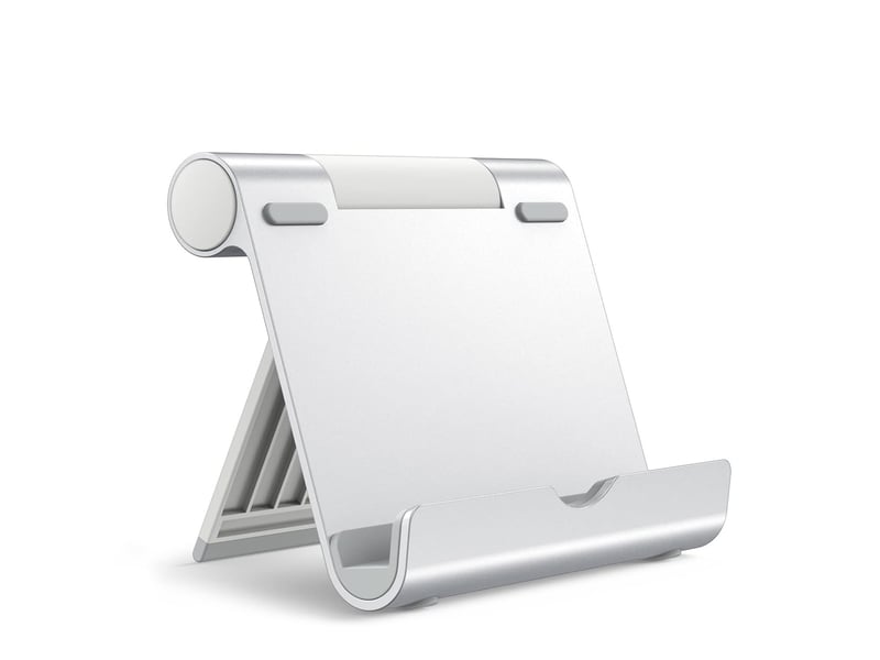 Support ajustable et portable pour tablette liseuse et smartphone argent - Conforama A