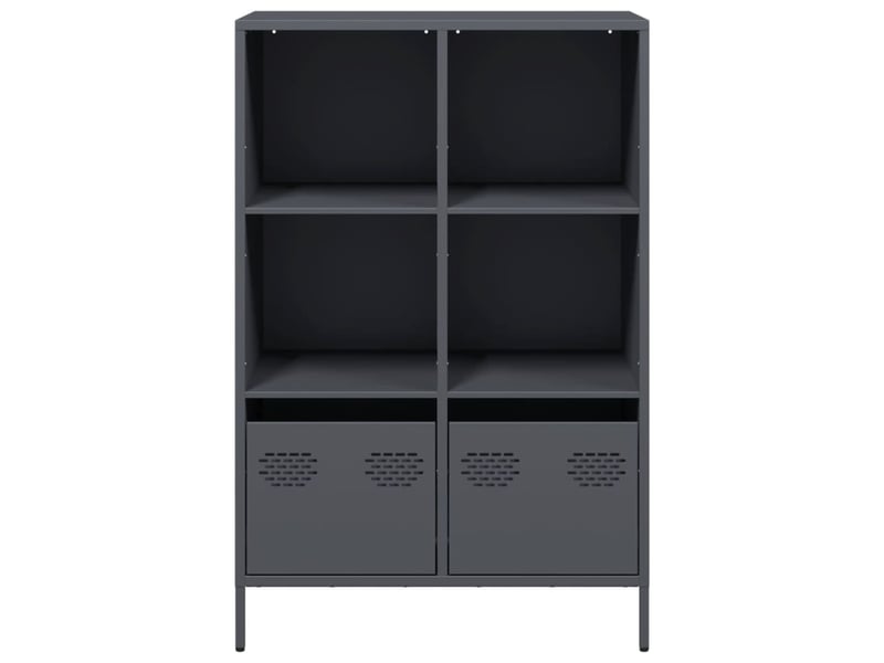  Buffet haut - bahut - meuble de rangement anthracite 68x39x103,5 cm acier  - Conforama E