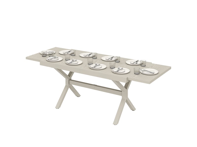  Table de jardin extensible pour 8 à 10 personnes, en aluminium et acier, 154214 x 85 x 73 cm, grise  - Conforama B