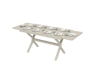 Table de jardin extensible pour 8 à 10 personnes, en aluminium et acier, 154214 x 85 x 73 cm, grise