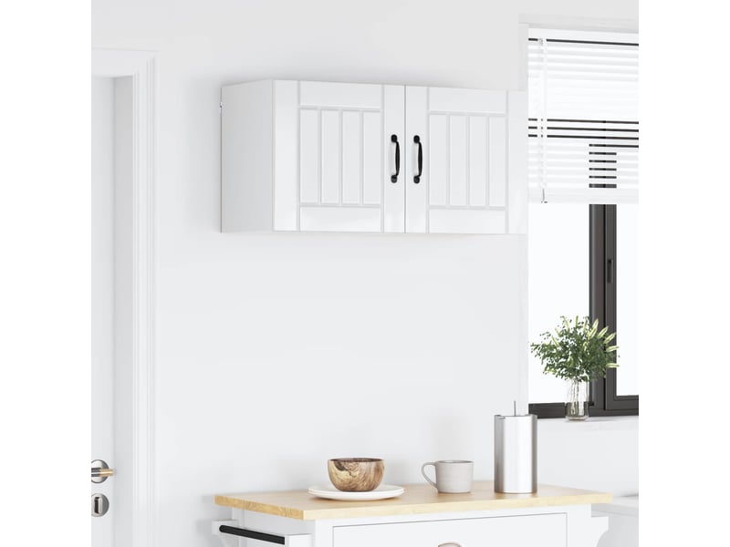  Meuble mural de cuisine, armoire de cuisine 2 pcs blanc brillant bois d'ingénierie shl2176  - Conforama D