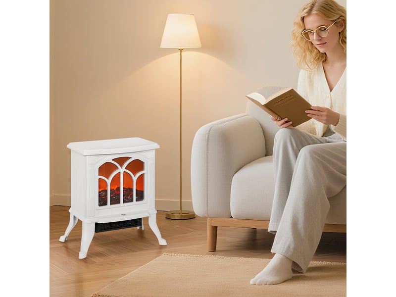  Cheminée électrique sur pied blanche, effet flamme led, 7501500 w  - Conforama C