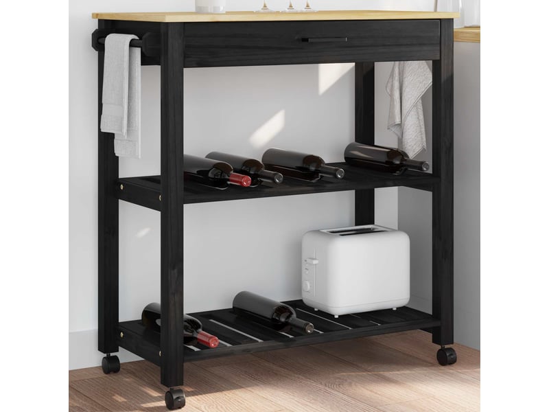 Desserte de cuisine, chariot de rangement monza noir 84x40x88,5 cm shl52244  - Conforama C