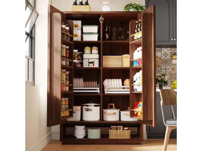  Buffet de rangement - armoire haute à double porte 100 × 40 × 162,5 cm, meuble de cuisine, 100 x 40 x 162.5 cm, brun  - Conforama E