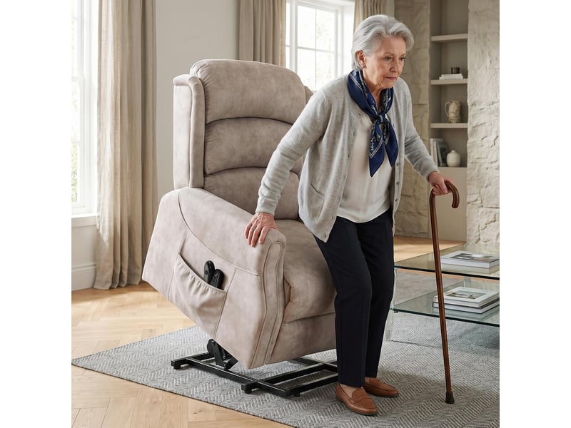  Fauteuil releveur électrique massant et chauffant en velours beige 160x80x82 cm  - Conforama B