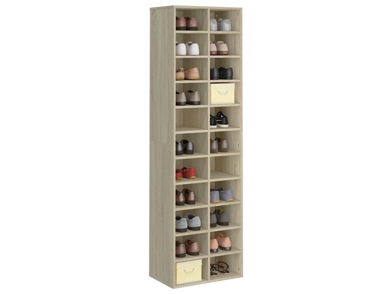  Meuble à chaussure, armoire à chaussures chêne sonoma 54x34x183cm bois d'ingénierie  - Conforama C