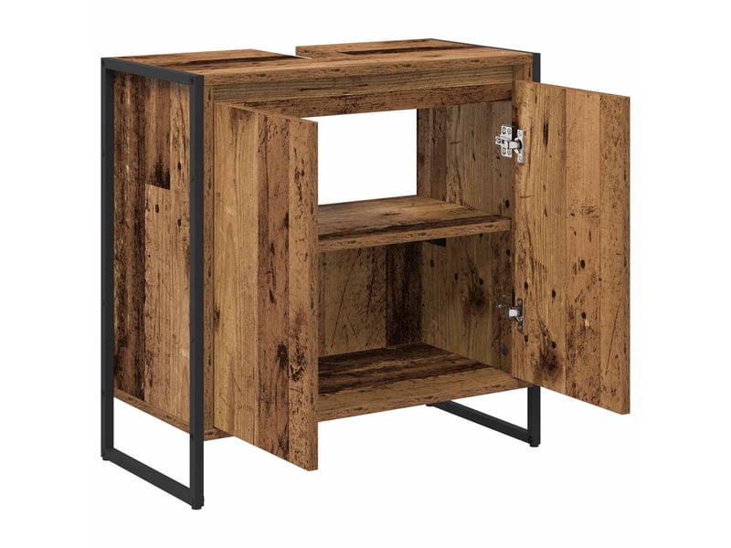  Cabinet de salle de bain, meuble de rangement bois ancien 60x30x60 cm  - Conforama E