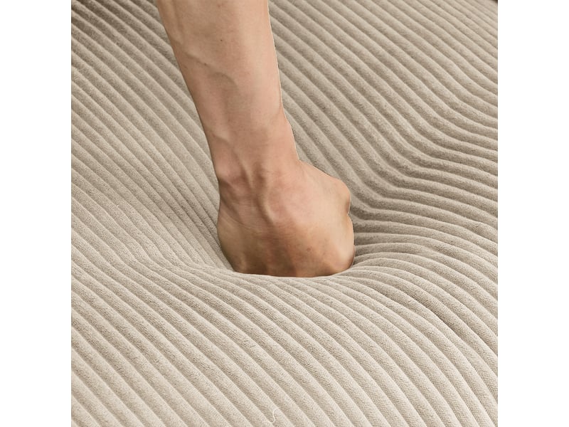 Canapé pouf 72,5x67 cm - pouf repose-pieds - assise en mousse haute densité - côtelé - beige - Conforama D