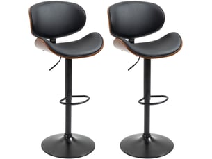 Lot de 2 tabourets de bar réglables et pivotants avec repose-pieds en similicuir noir et acier