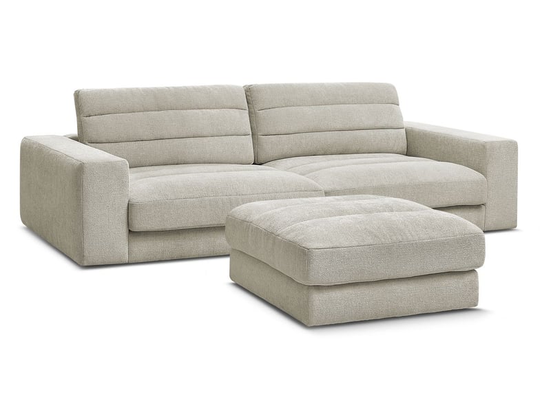  Bobochic canapé droit fixe 3 places sierra tissu texturé avec pouf taupe SIERRA - Conforama A