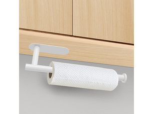 Porte-essuie-tout mural sous armoire pour essuie-tout de cuisine, barre autocollante, support, acier inoxydable sus304 13 pouces，blanc