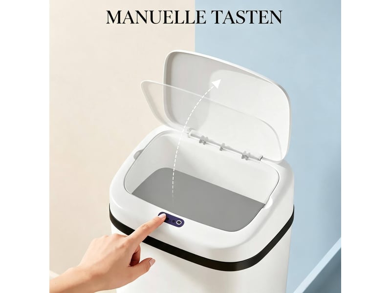 Poubelle de cuisine automatique 50 l 33 x 25 x 84 cm - blanc - ouverture par capteur sans contact - Conforama E