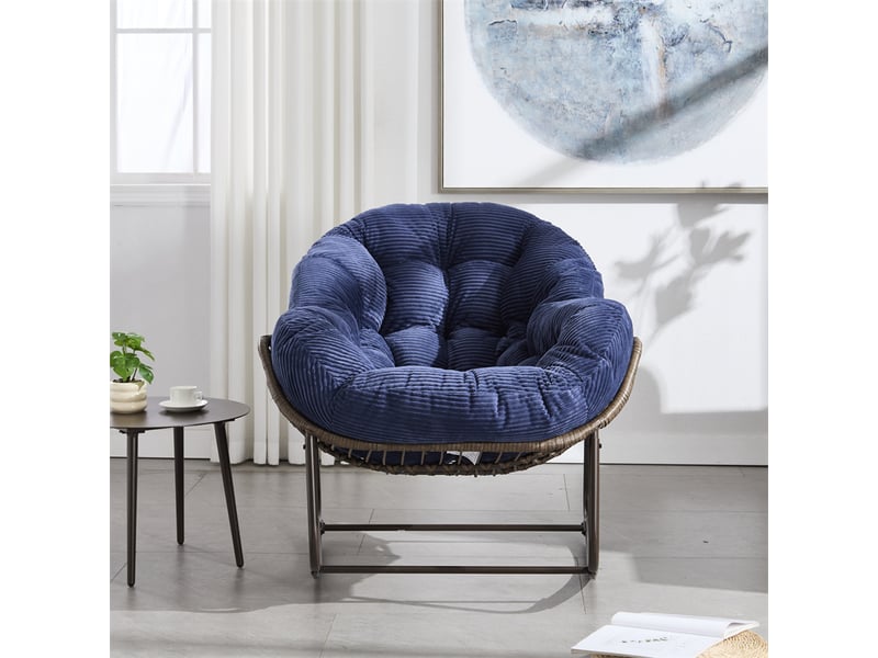  Fauteuil à bascule en rotin avec coussin rembourré et dossier pour extérieur  - Conforama B