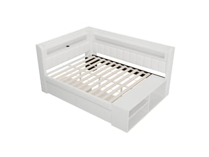 Lit avec rangement 90x200 cm SEYAKANY   coloris blanc