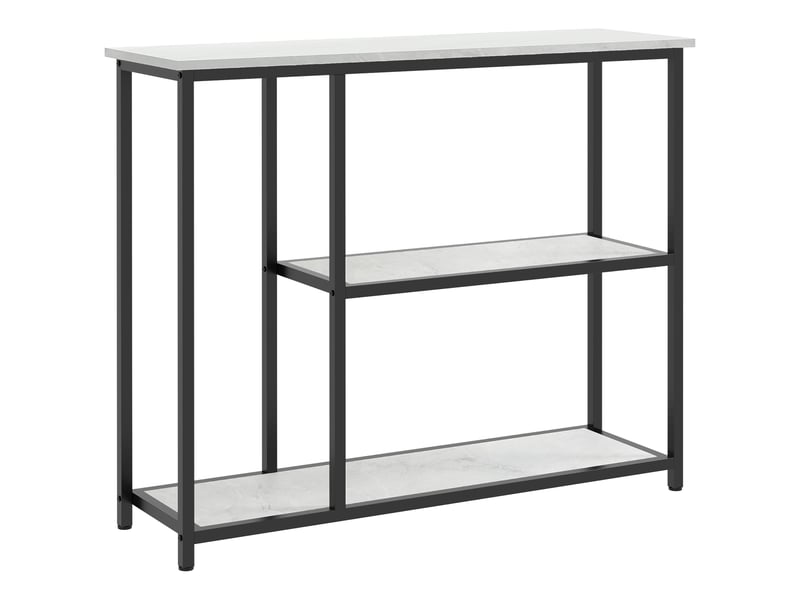  Console de style industriel, 2 étagères, aspect marbre, noir et blanc  - Conforama A