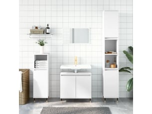 Ensemble d'armoires salle de bain 3 pcs blanc bois d'ingénierie cf63035