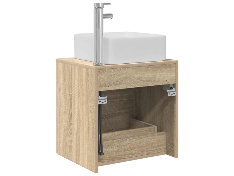  Vanité de lavabo mural, meuble de rangement chêne sonoma 53x34.5x63 cm  - Conforama E