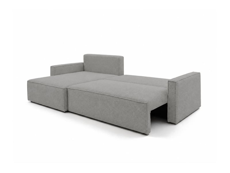  Farah - canapé d'angle max réversible et convertible 5 places accoudoirs slim en tissu bouclettes texturées  - Conforama C